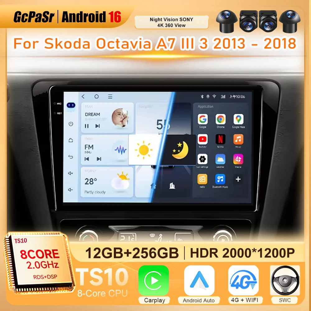 

10inch Android Car Radio For Skoda Octavia A7 III 3 2013 - 2018 Navigation GPS Multimedia Player Stereo Carplay Head Unit 2Din