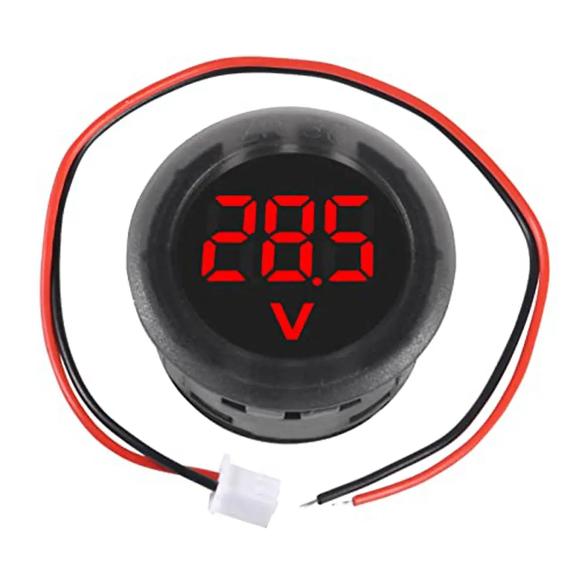 10 DC 4-100V DC Digital Voltmeter LED Digital Display Round 30mm 2-Wire Reverse Connection Protection RED