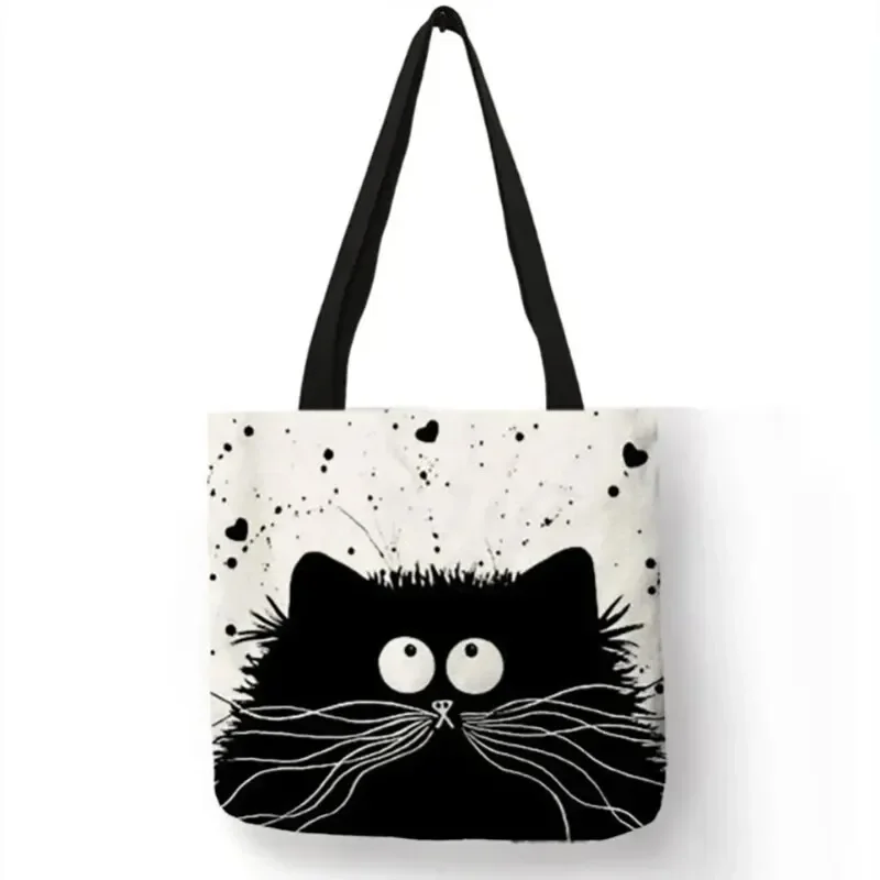 Canvas Bag High-Definition Digital Printed Shopping Bag Cat Pattern Environmentally Friendly And Portable Linen Bag image 4