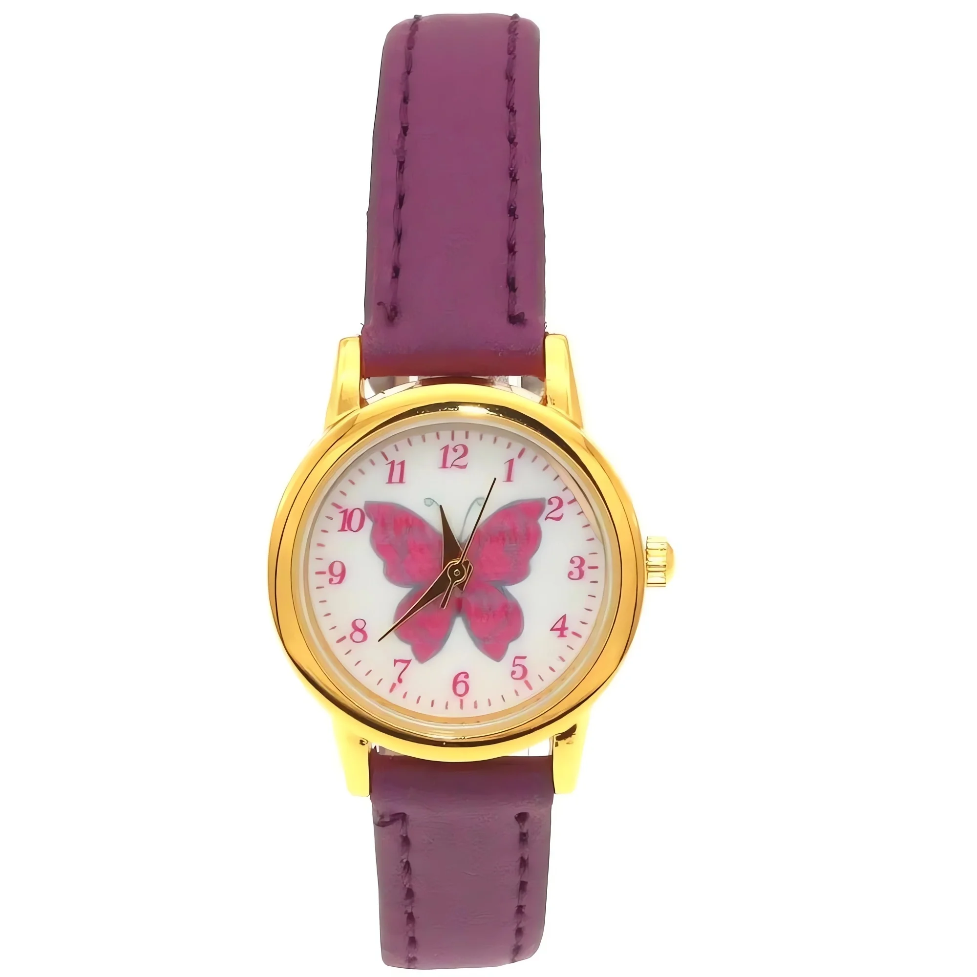Analog Quartz Kids Wristwatch with Cartoon Butterfly Leather Band - Beautiful Design Children's Watch