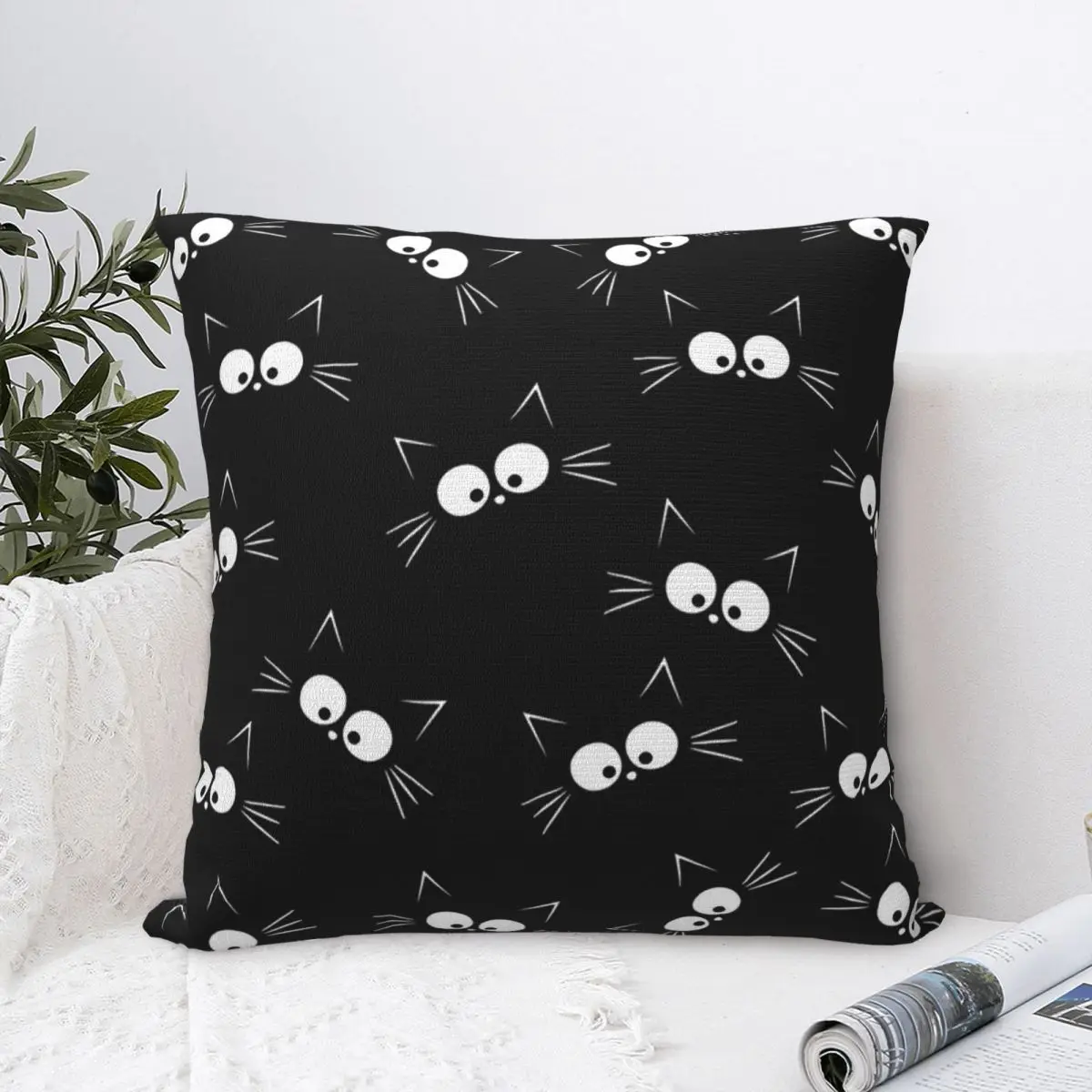 

Cute Black Cat Pattern Pillowcase Polyester Pillows Cover Cushion Comfort Throw Pillow Sofa Decorative Cushions Used for Home