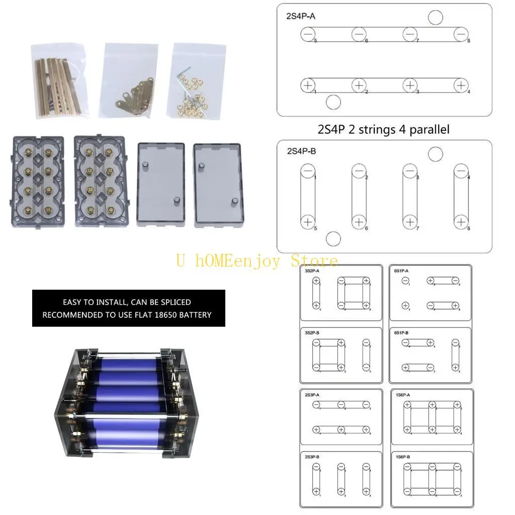 

B0KF 18650 Box Box поддерживает 8SLOTS настраиваемые сплайсистики без пайки высокий ток для питания