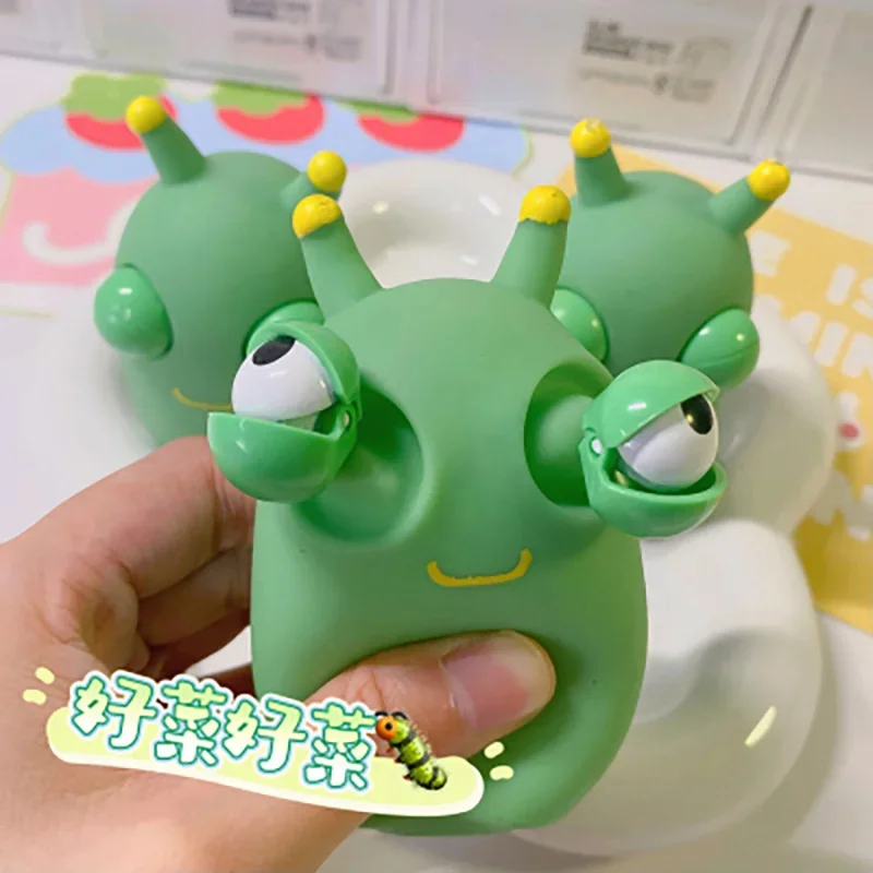 10/5PCS Funny Green Worm Animal Eye Pop Out Squeeze Stress Relief Fidgets Toys For Anxiety Juguetes Antiestrés Para Niños