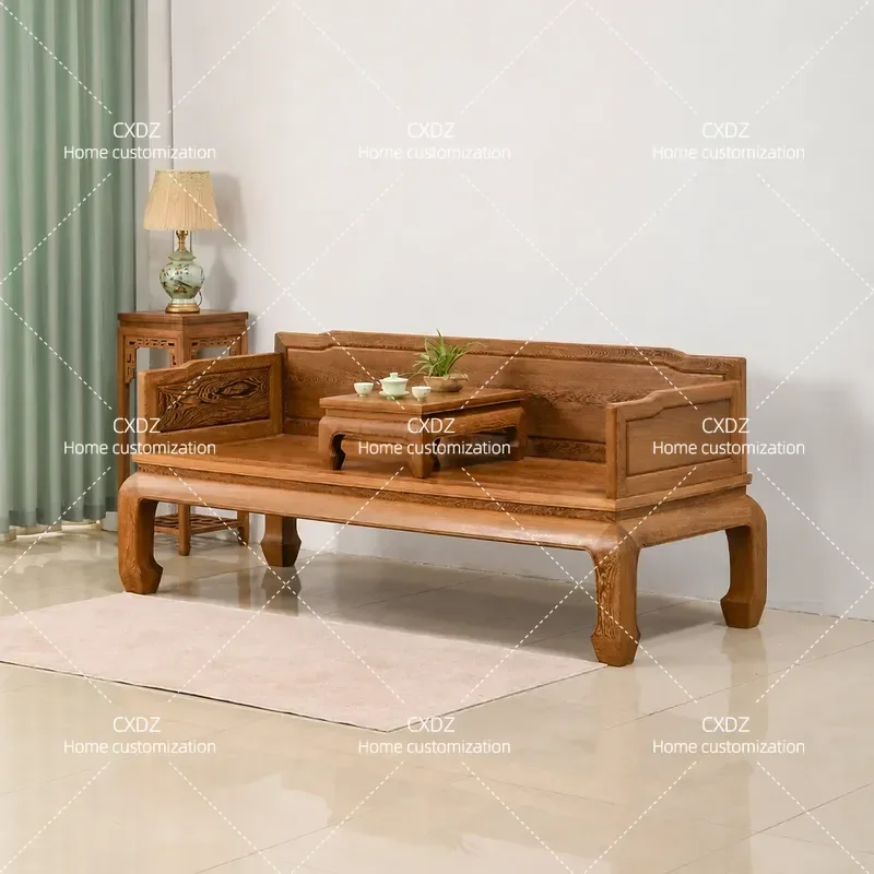 Solid Wood Arhat Bed Sofa Bench Chair Antique Style Simple Living Room Furniture Small Apartment Seating