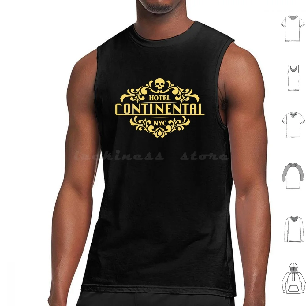 Continental Hotel Fan Logo Tank Tops Print Cotton Continental Hotel John Wick Tv Series Prime Keanu Assassin Tv Show Skull