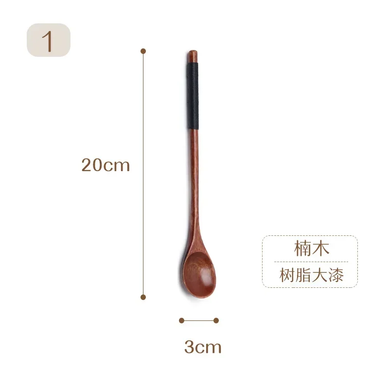 Handmake Spoon Long Handle Coffee-Spoon Tea Scoop Japanese Style Dessert-Spoon Wooden-Spoon Mixing Stirring Spoon for Tea Coffee