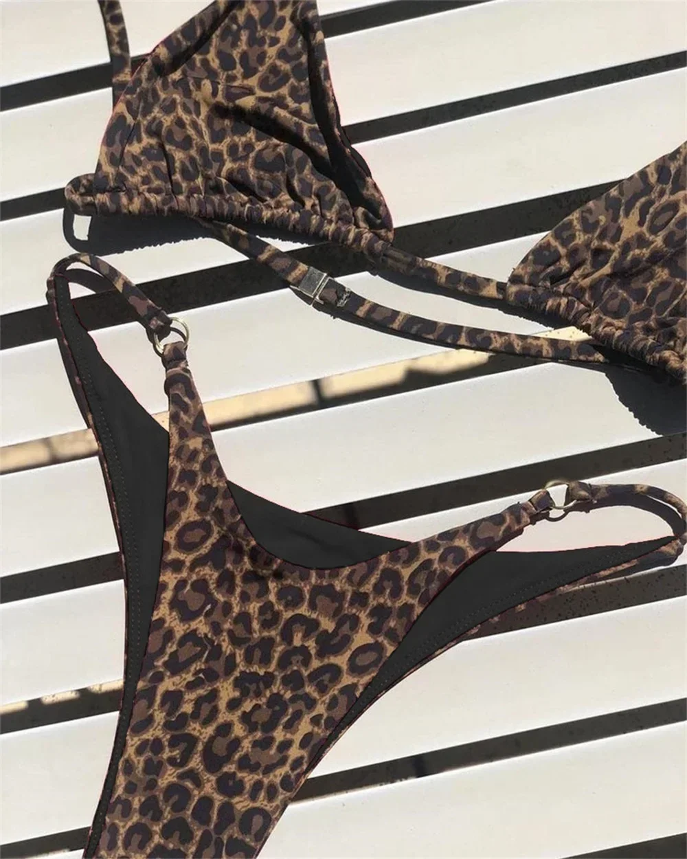 Sexy String Bikini Leopard Print Back Hook Push Up Swimsuit Women Two Piece Swimwear Triangle Thong Brazilian Beach Bathing Suit