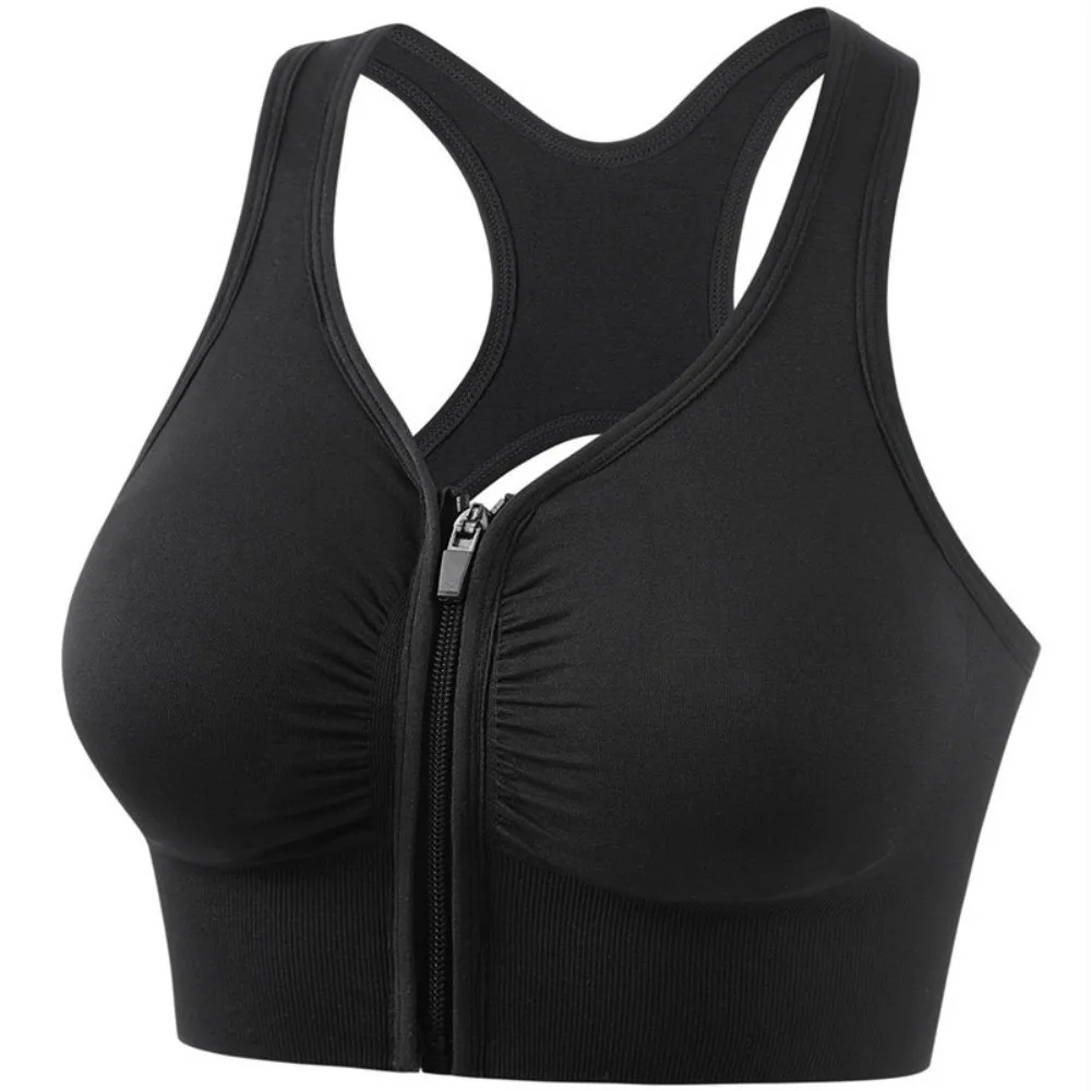 Fashion Front Zipper Design Sports Bra Shock Resistant Seamless Sports Vest Plus Size Breathable Yoga Bra