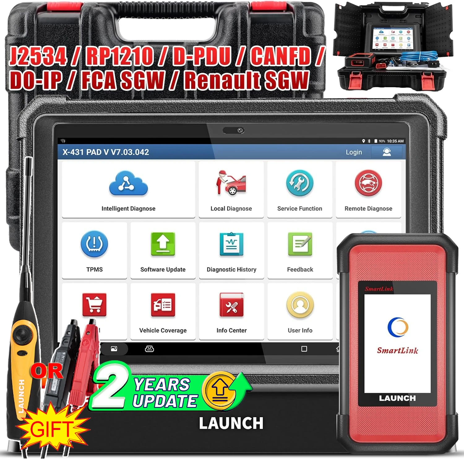 LAUNCH X431 PAD V Elite OBD2 CAR Diagnostic tools J2534 Online ECU programming ECU Coding DOIP CANFD Smartlink C all system ADAS