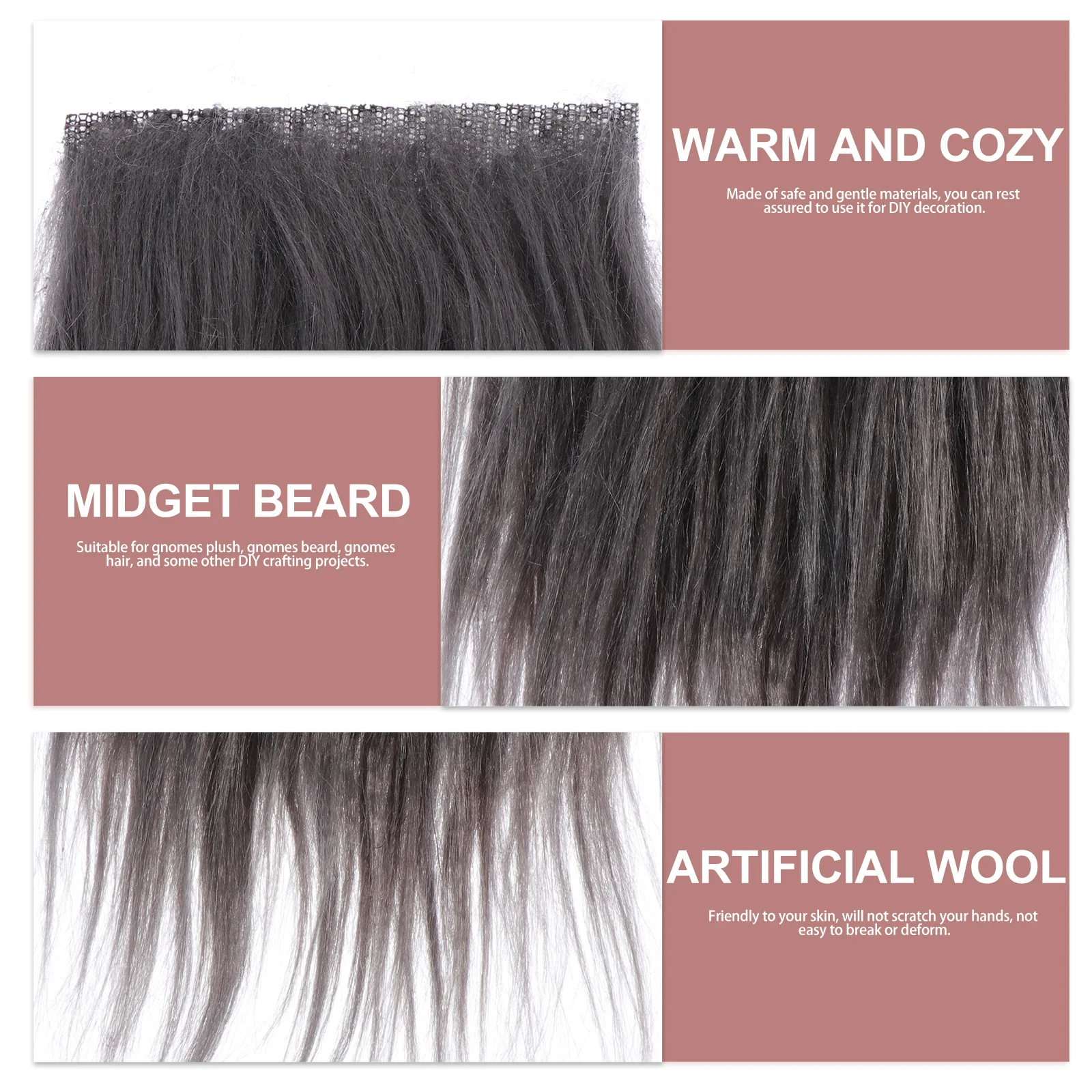 

DIY Fur Beard Prop 12 Sets Pre Cut Black Faux Fur with Beads for Gnome Craft Decoration Handmade Costume Accessories