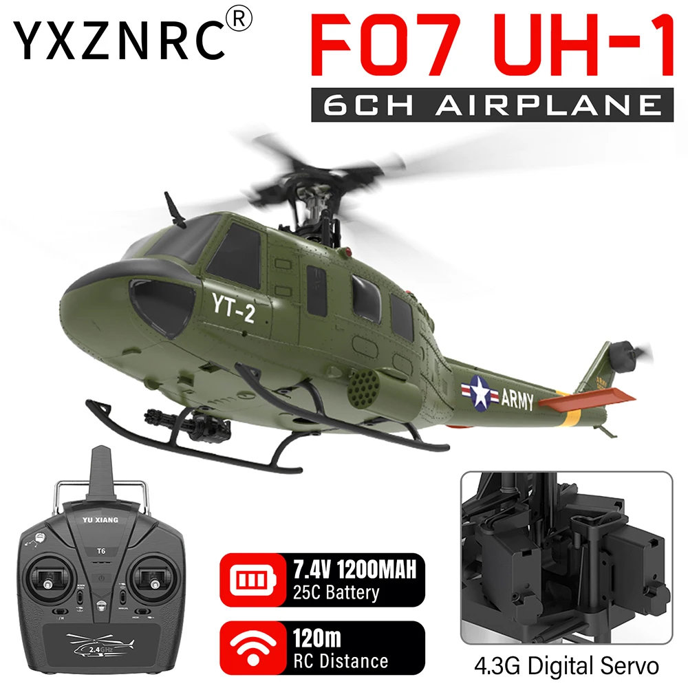 YUXIANG F07 UH-1 Huey Aileronless Helicopter 2.4G 6CH  Dual Brushless Motor 120m 6-axis Gyro Optical Flow Positioning RC Airplan