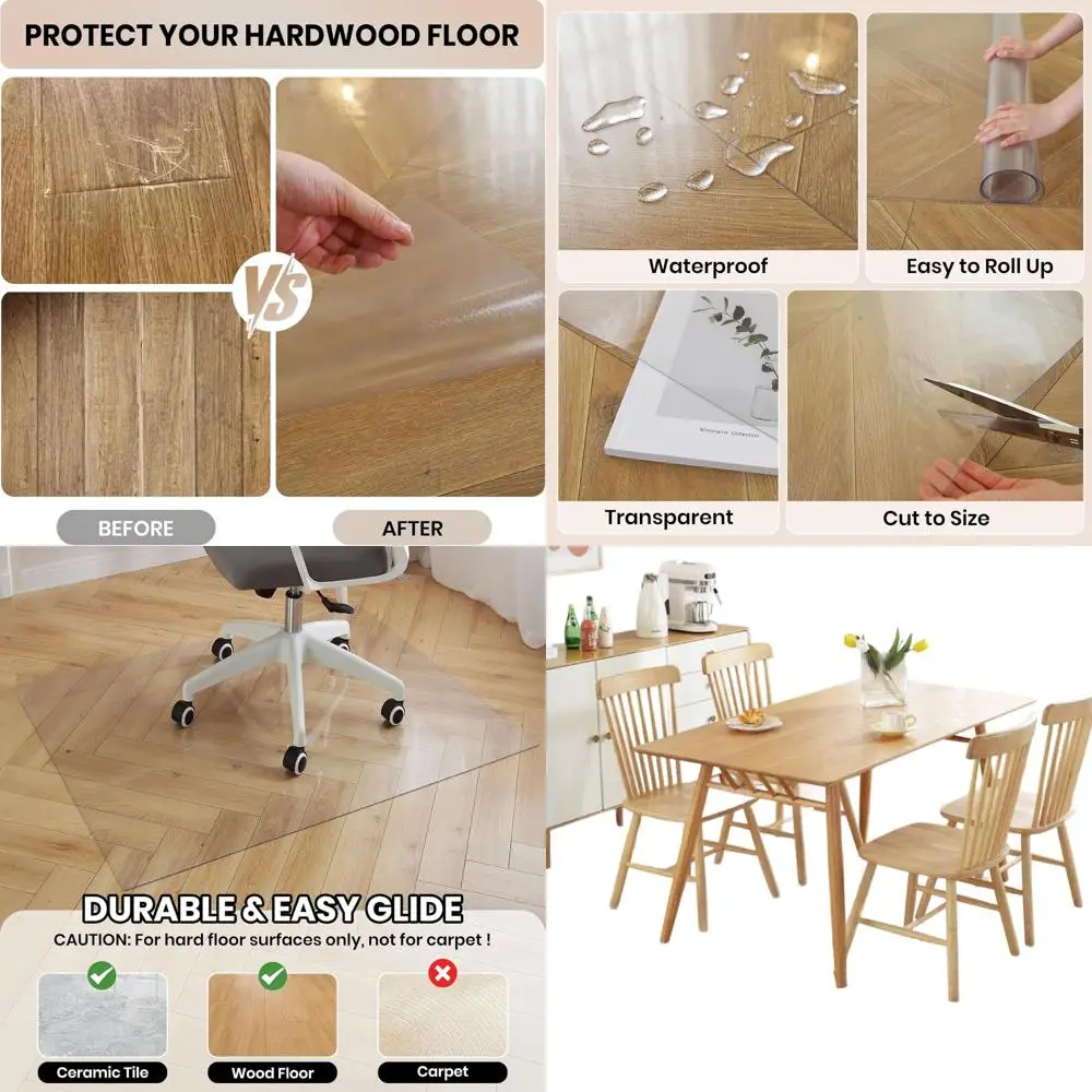 

Large 58x84 Clear Chair Mat for Hardwood Floors, Heavy-Duty Plastic Floor Protector, Ideal for Office and Home Living Spaces