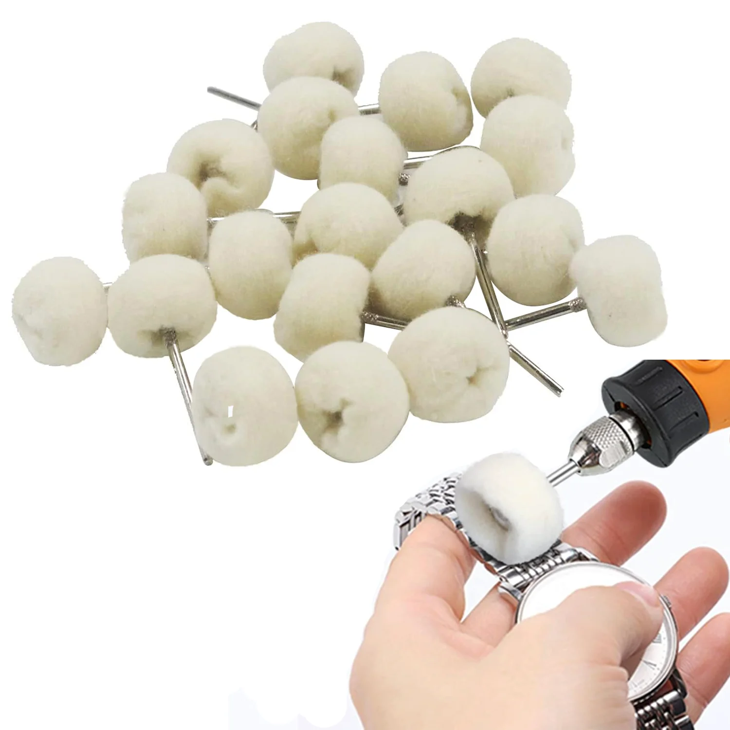 5/10/20 Pcs Cashmere Polishing Buffing Wheel for Rotary Tool, 1/8'' Shank Polishing Wheel for Watch Jewelry Buffer Dremel