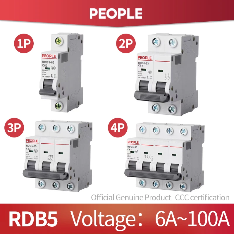 

DC 1000V 1P 2P 3P 4P Solar Mini Circuit Breaker Overload Protection Switch6A~63A/80A 100A 125A MCB for Photovoltaic PV System