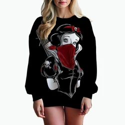 Women's Long Sleeve Sweatshirts Disney Princess O Neck High Quality Kawaii Youthful Woman Clothes New S-3XL Lovely Streetwear