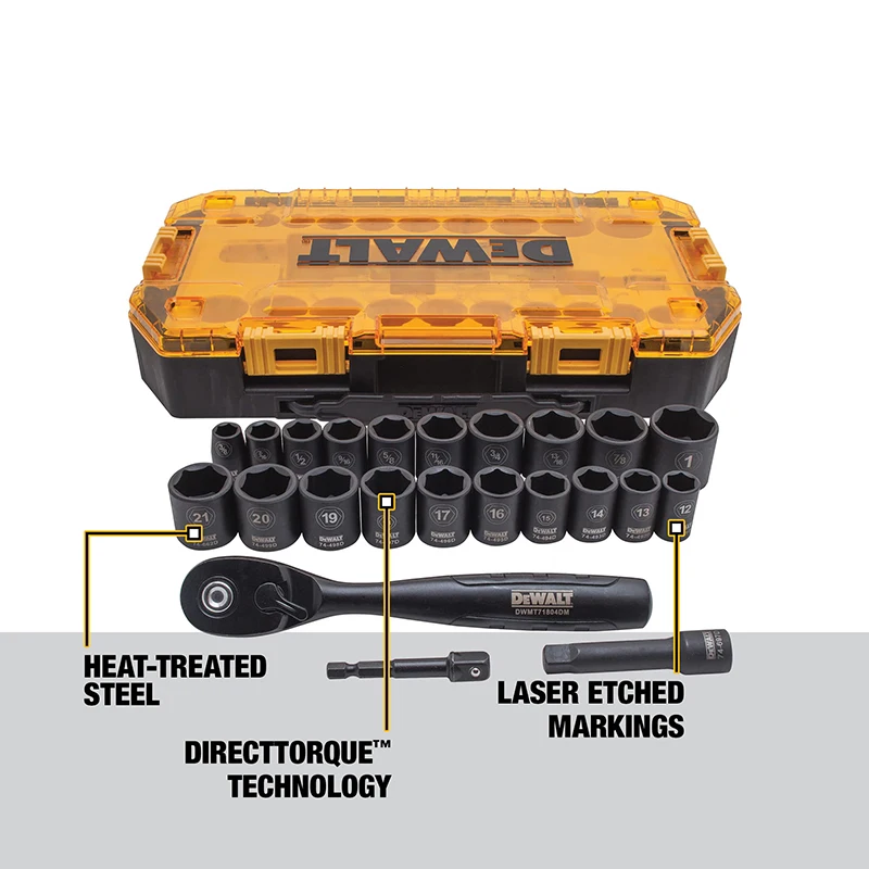 DEWALT DWMT74738 Impact Socket Set 23-Piece 3/8\