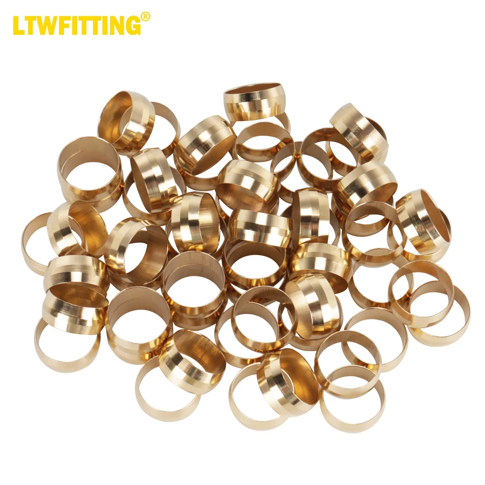 

LTWFITTING 5/8-Inch Brass Compression Sleeves Ferrules, Brass Compression Fitting(Pack of 50)