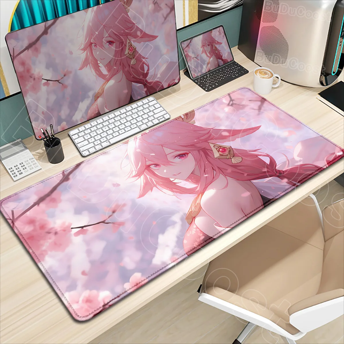 

New 30 Exquisite Pictures Yae Miko Mouse Pad Pc Desk Mats Genshin Impact Gaming Keyboard Deskmat Laptop Anime Cute Girl Mousepad