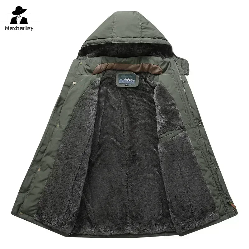 Parka de inverno masculino blusão velo grosso casacos de pele quente masculino retro com capuz streetwear casacos jaquetas à prova de vento 6xl