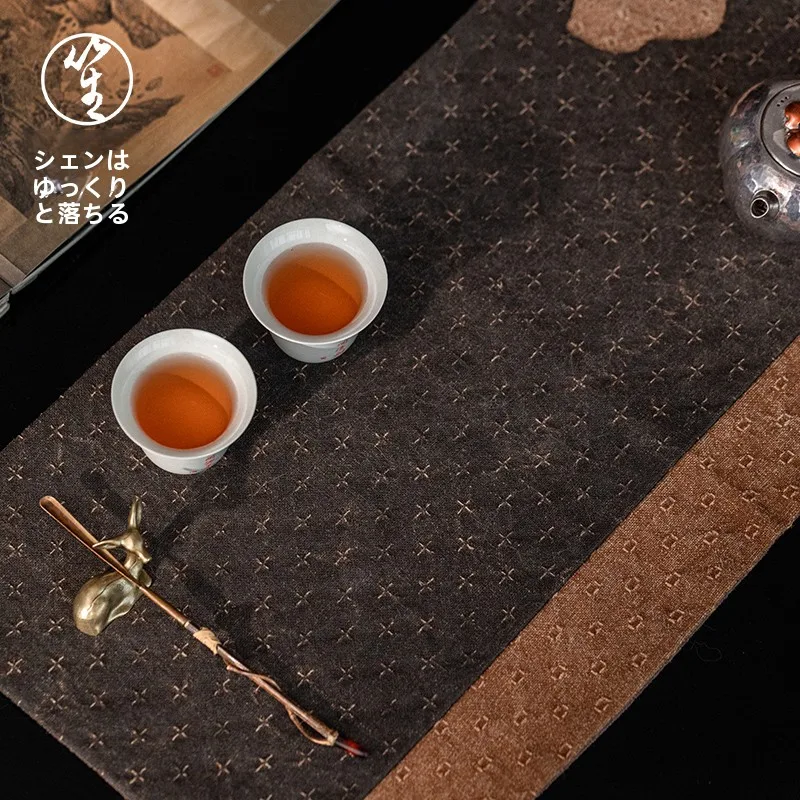

Lusheng Chinese Zen Style Tea Ceremony Mat Yoga Pad Absorbent Heat Resistant New Fashion Xiangyun Silk Tea Tablecloth Art