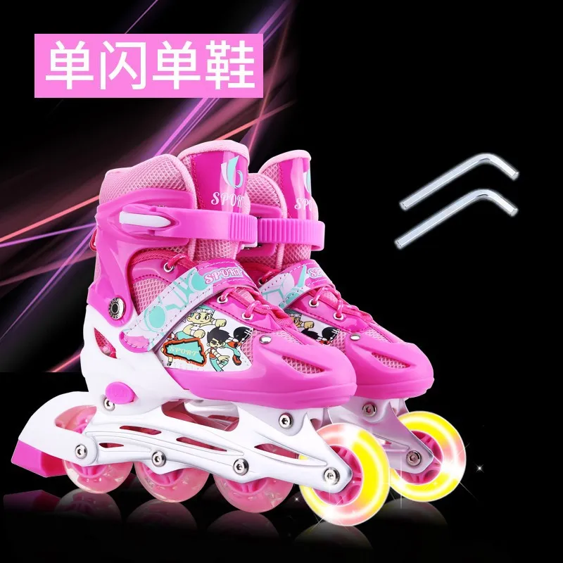Children's single flash roller kids skates inline adjustable skates