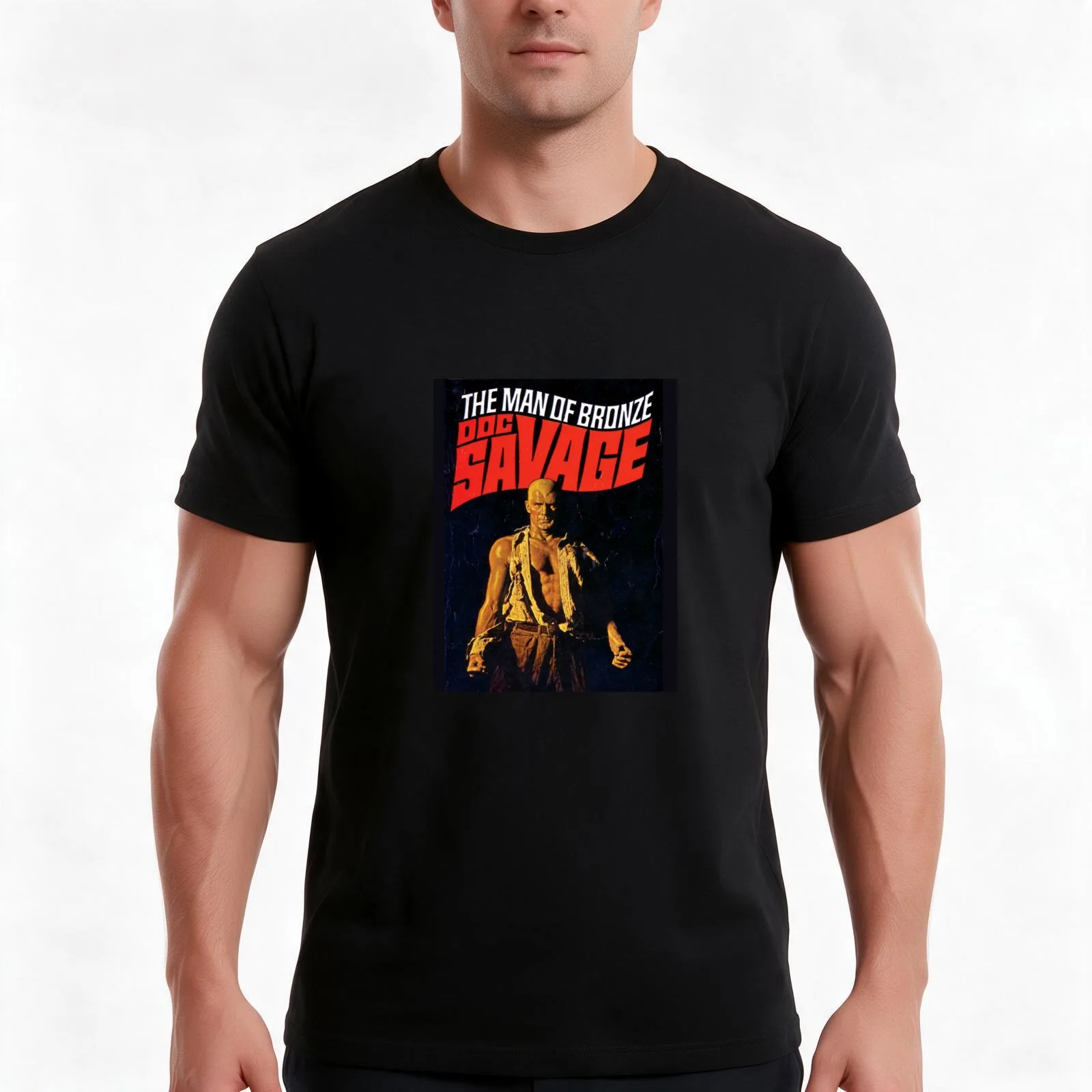 Doc Savage The Man Of Bronze T-Shirt, Summer Casual Cotton Tee, Oversized Streetwear Tops, Vintage Graphic Print, 100% Cotton