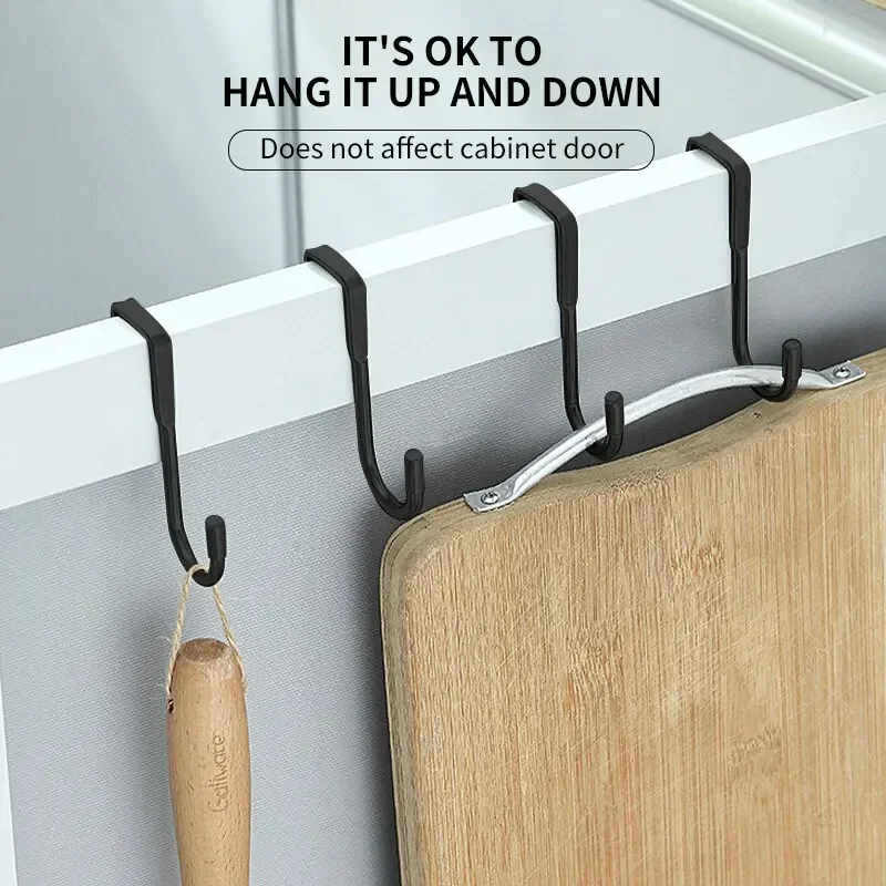 Stainless Steel Double S Hook Free Punch Wall Hanging Bathroom Kitchen Door S Hook Towel Storage Rack