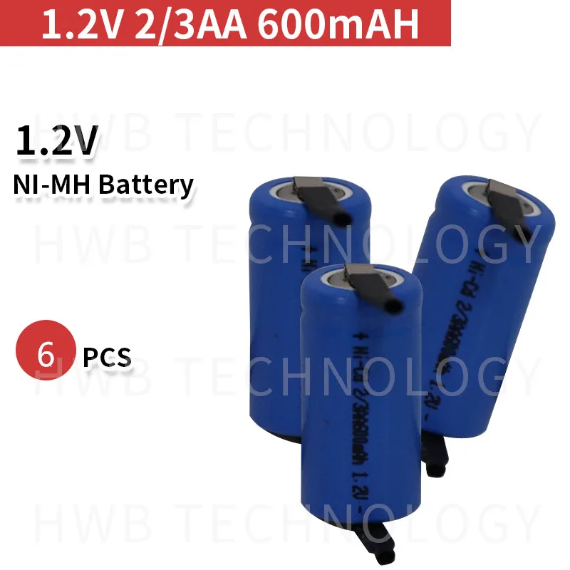 6pcs/lot AA Ni-Cd 1.2V 2/3AA 600mAH rechargeable battery NiCd charging Batteries - Blue 