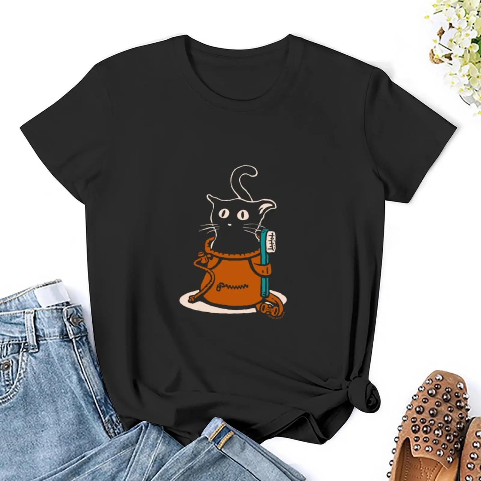 Cat in a Chalk Bag | Rock Climbing T-Shirt shirts graphic tees animal print shirt for girls t-shirt dress for Women long