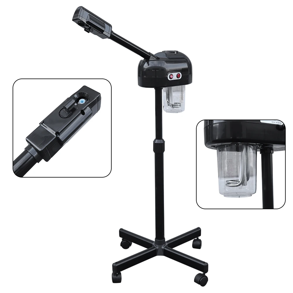 เครื่องนึ่งหน้าสําหรับทําความสะอาดผิวหน้าอย่างล้ําลึก เครื่องนึ่งหน้าแบบยืนพร้อมหมอกร้อนและ 360 °   หัวฉีดแบบหมุนได้สําหรับร้านเสริมสวยสปา