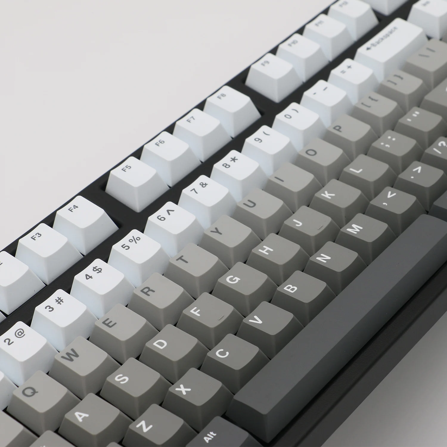 Hidden fog haze gray gradual change green PBT two-color molding mechanical keyboard cherry original height keycap 132 keys