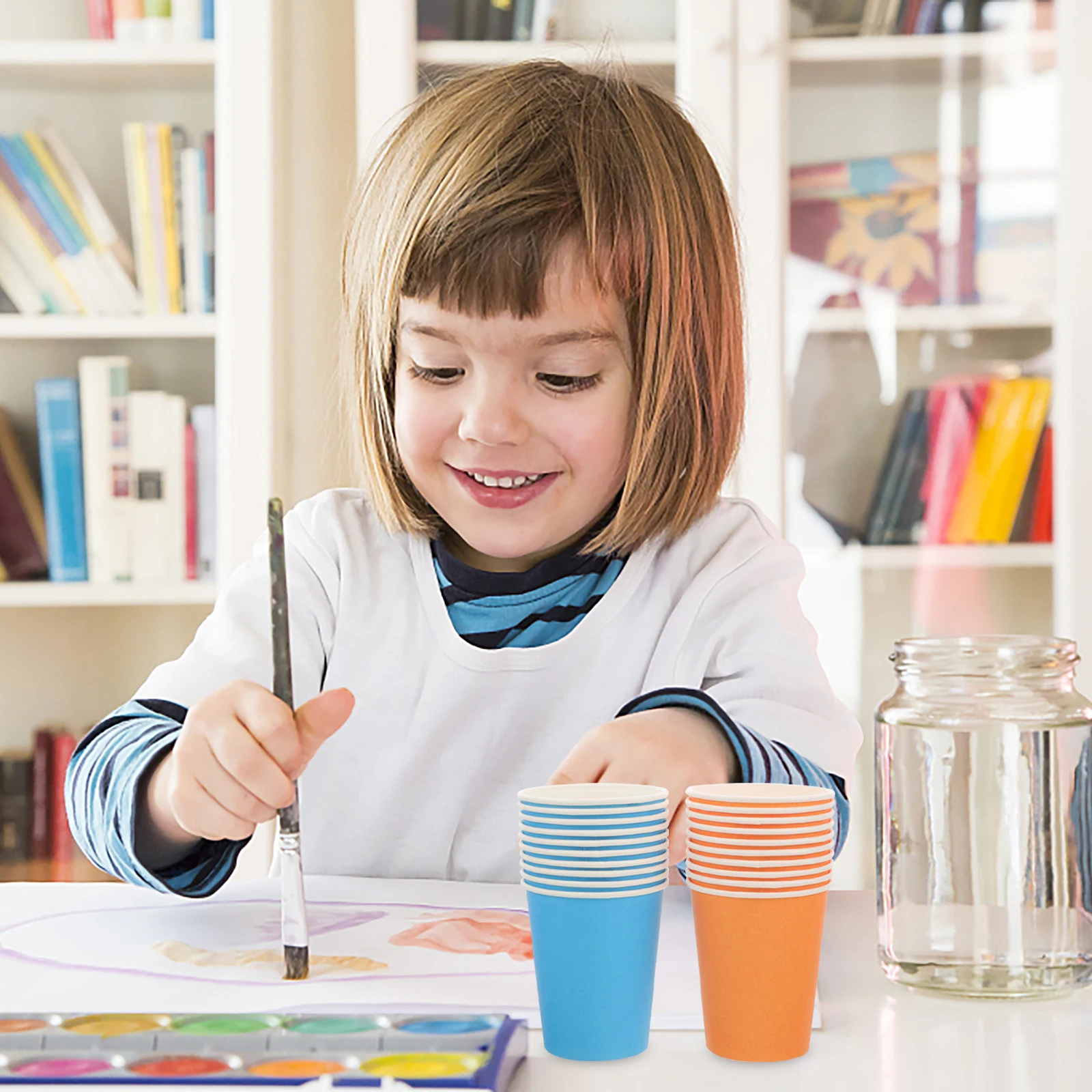 

50 Pcs Colored Paper Cups Kindergarten Supplies Craft Party Manual Random Children's Materials