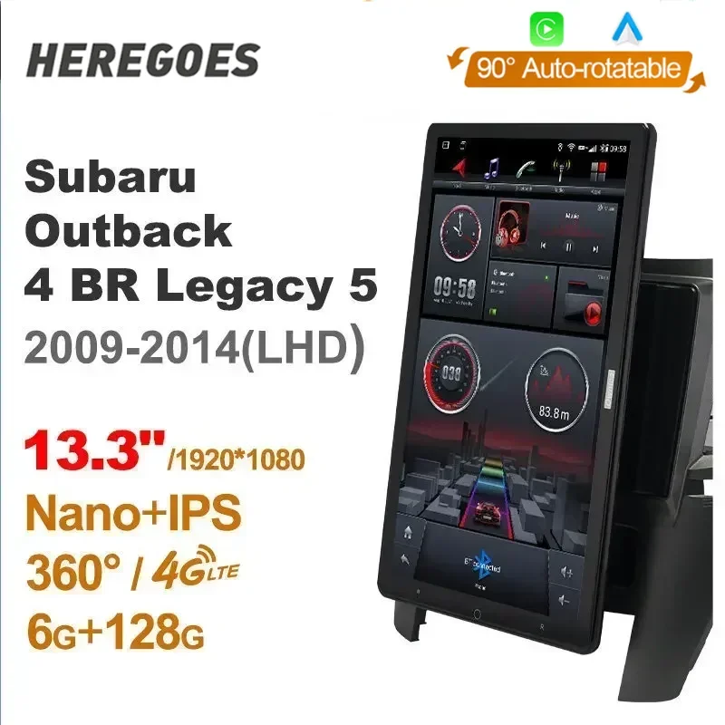  Screen Android 12 Car Multimedia Player Navigation GPS 4GB Bluetooth Carplay Radio for Subaru Outback Legacy 2009-2014