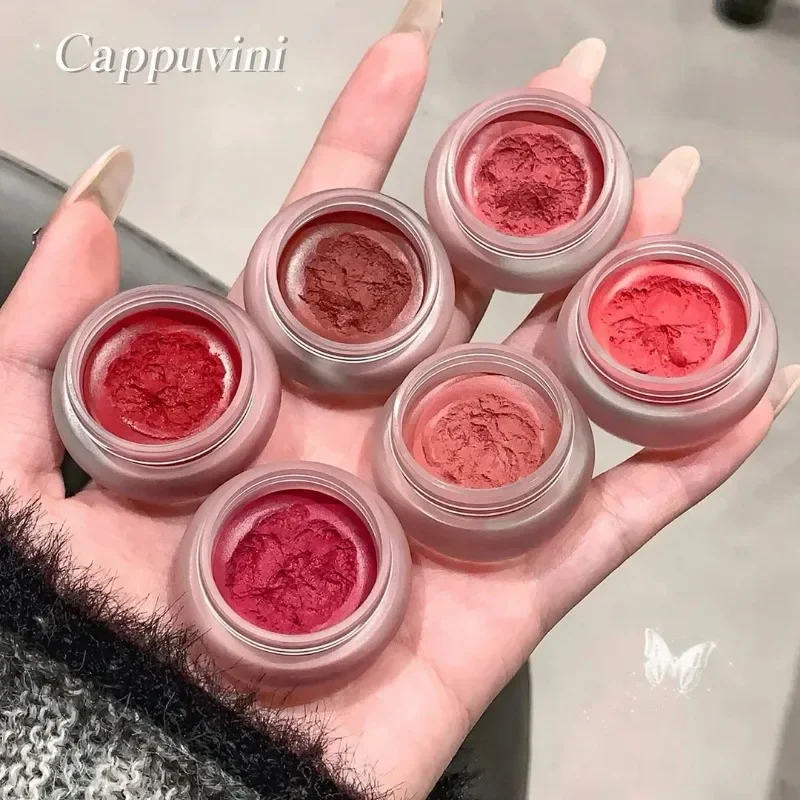 Cappuvini Canned Lip Mud Matte Velvet Mousse Lip Gloss Moisturizing Lipstick Cheek Blush Cream Tint Lips Korean Makeup Products