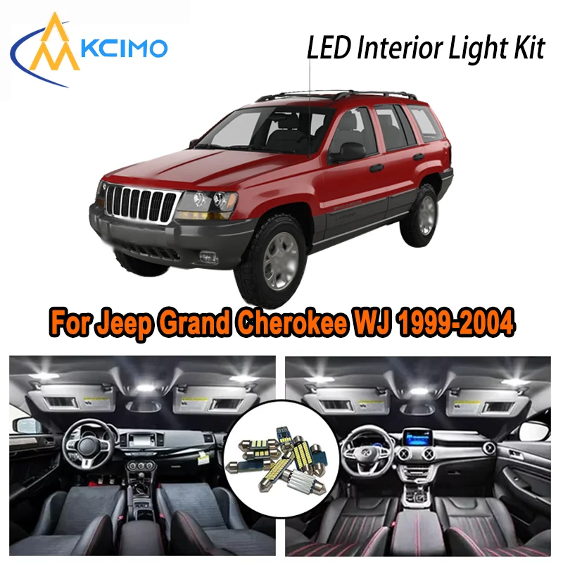 High-Quality LED Interior Kit for Jeep Grand Cherokee WJ 1999-2004 2000 2001 Premium Error-Free Dome Map Trunk Automotive Lamps
