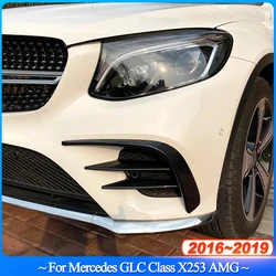 6Pcs For Mercedes Benz GLC Class X253 GLC260 300 GLC43 AMG 2016-2019 Front Bumper Splitter Spoiler Fog Light Trim Wind Knife New