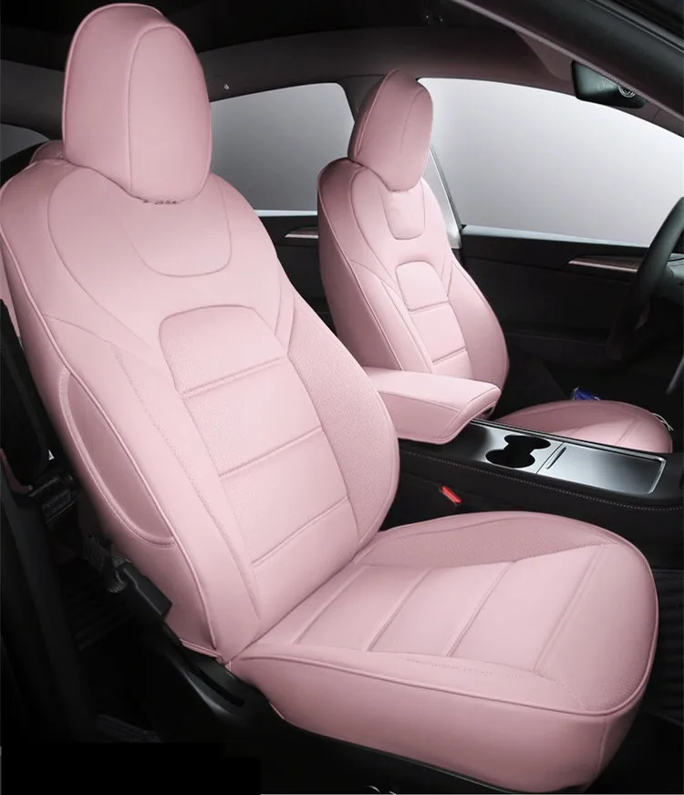 Nappa lederen zittinghoezen voor Tesla Model 3 Y Halve set voorstoelen / achterstoelen Witte kussens Auto-interieur accessoires 2017-2025