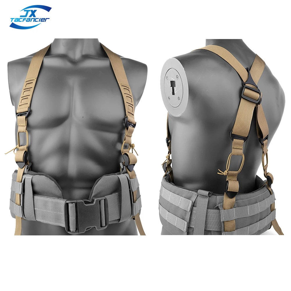 Tactical Police Heavy Duty Belt Suspender X-back Belt Harness Strap Adjustable Elastic Shock Cord Outdoor Hunting Accessories