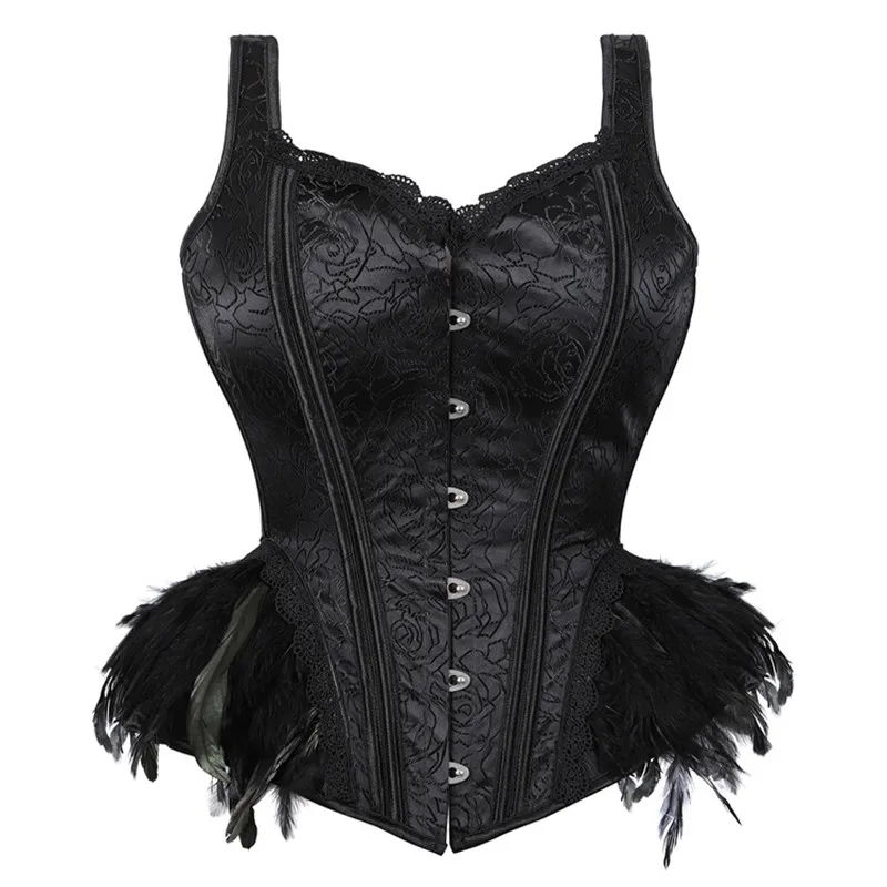 Steam Punk Bustier Corset Burlesque Vintage Corselet Straps Sexy Goth Top Korse Women Feather Corsets Gothic Clothes Plus Size