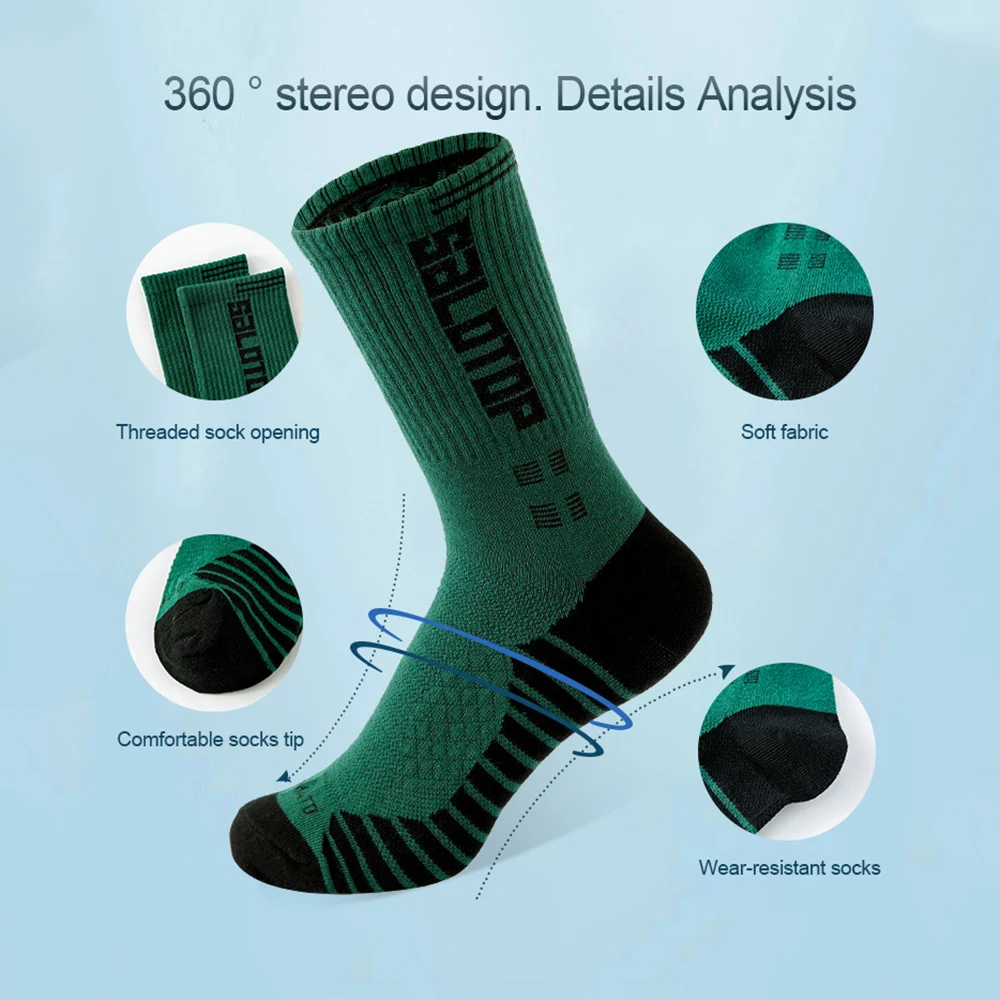 جوارب رياضية للرجال ذات أداء سميك مبطن رياضي متوسط الأنبوب عالي الجودة لكرة السلة والجري والتدريب