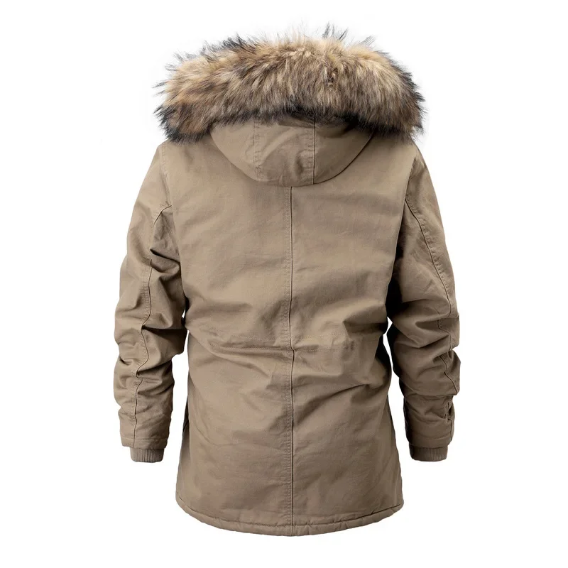 Men Hooded Fur Collar Winter Jackets Fleece Warm Long Jackets Warm Parkas High Quality Male Outdoors Casual Down Jackets 3XL