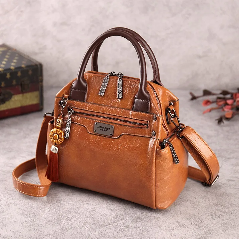 New retro fashion shoulder bags Wax handbag vintage soft leather skin cross women\'s bags