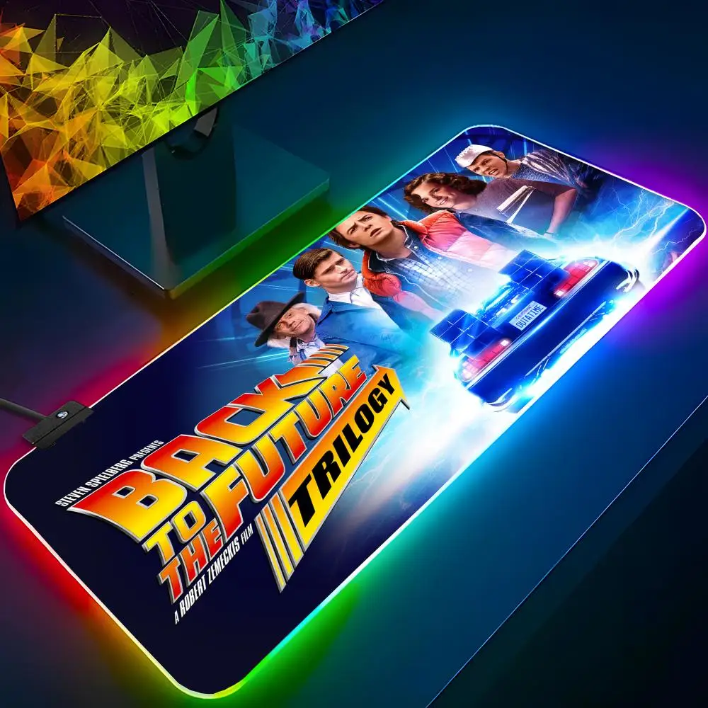 Back To The Future Mouse Pad RGB Backlit Mouse Pad Laptop Mouse Pad Laptop Gamer Computer Desk Gaming Accessories