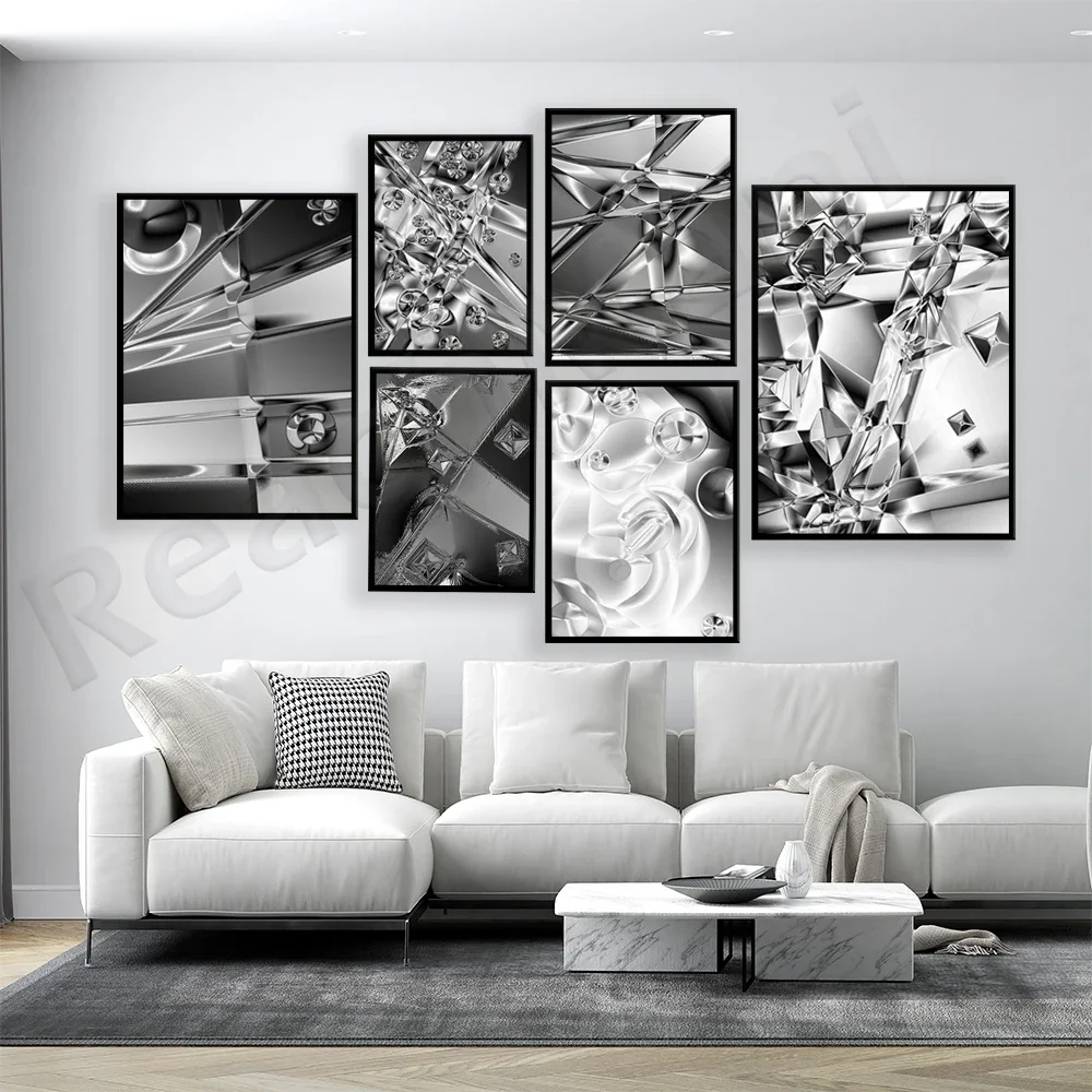 Diamond Shimmer Abstract Artwork Canvas Poster and Print Wall Art Picture for Living Room Cuadros Home Office Decor