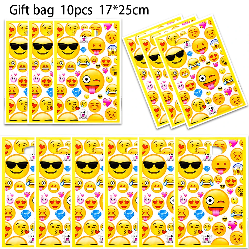 10pcs Cute Emojis Party Gift Bags Candy Bags Party Time Smiling Loot Bags Boys Girls Favor Birthday Party Supplies Decor