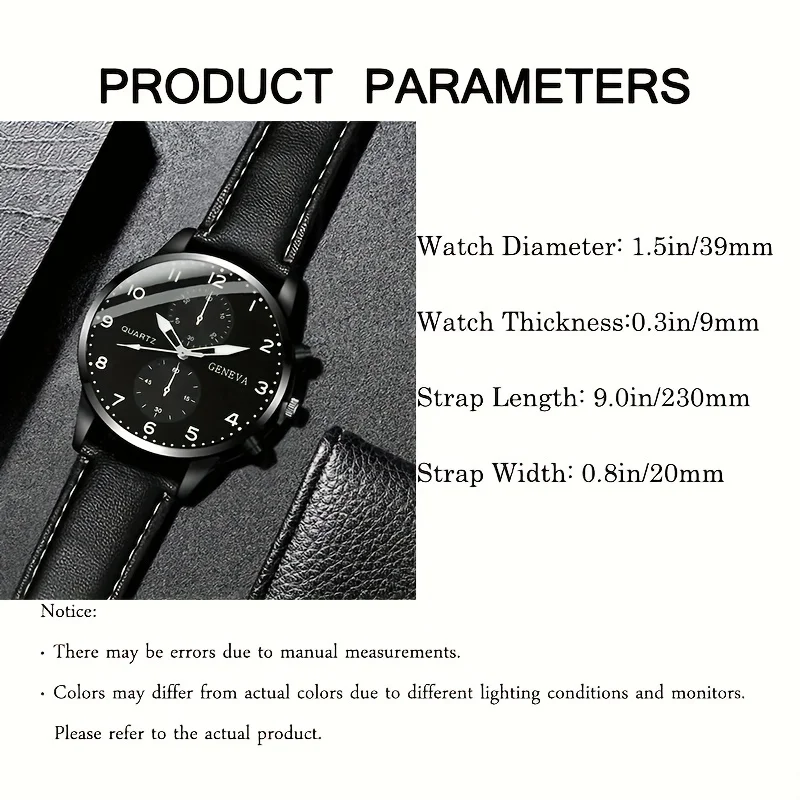 3 sztuk/zestaw męski biznesowy zegarek kwarcowy analogowy zegarek na rękę ze skóry PU i zestaw biżuterii, prezenty na dzień ojca dla niego