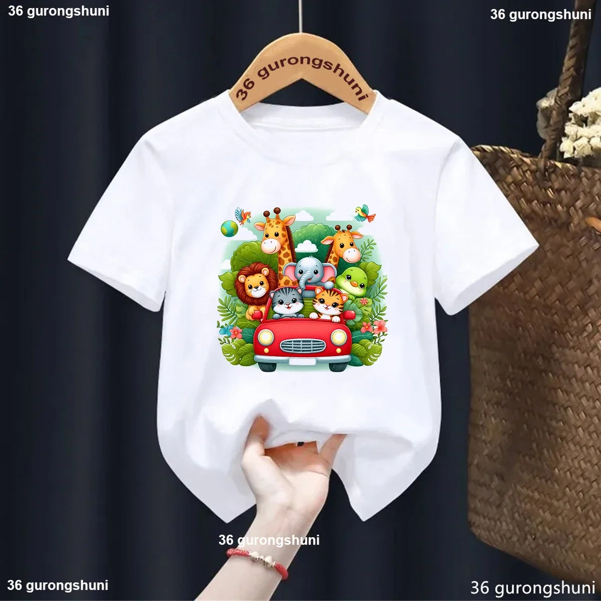 Kids Tshirt Cute Tiger,Lion,Wildlife Park Cartoon Print Boy'S T-Shirt Summer Children'S Clothing Harajuku Kawaii Toddler Tshirt