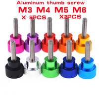 2/5PCS Aluminum Thumb Screw  M3 M4 m5 m6 Aluminum Knurled Head staniless steel thread Hand tighten Thumb Screws