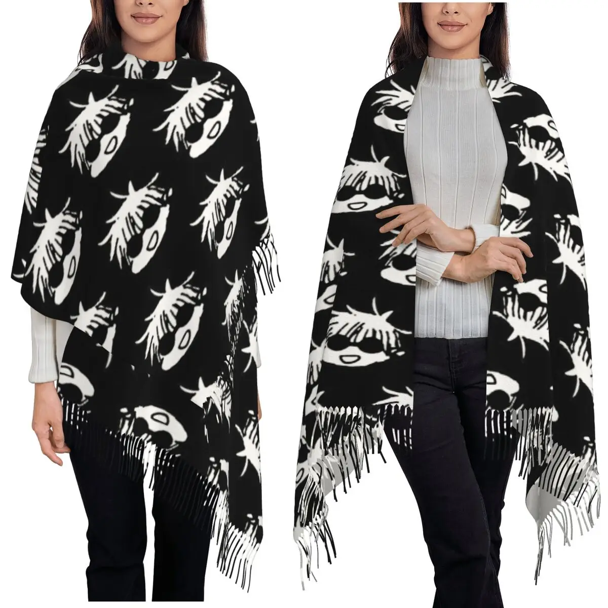 Gojo Manga Kawaii Japanese Anime Scarf Tassel Scarves Women Soft Warm Shawls and Wraps Long Fall Winter Shawl Wrap