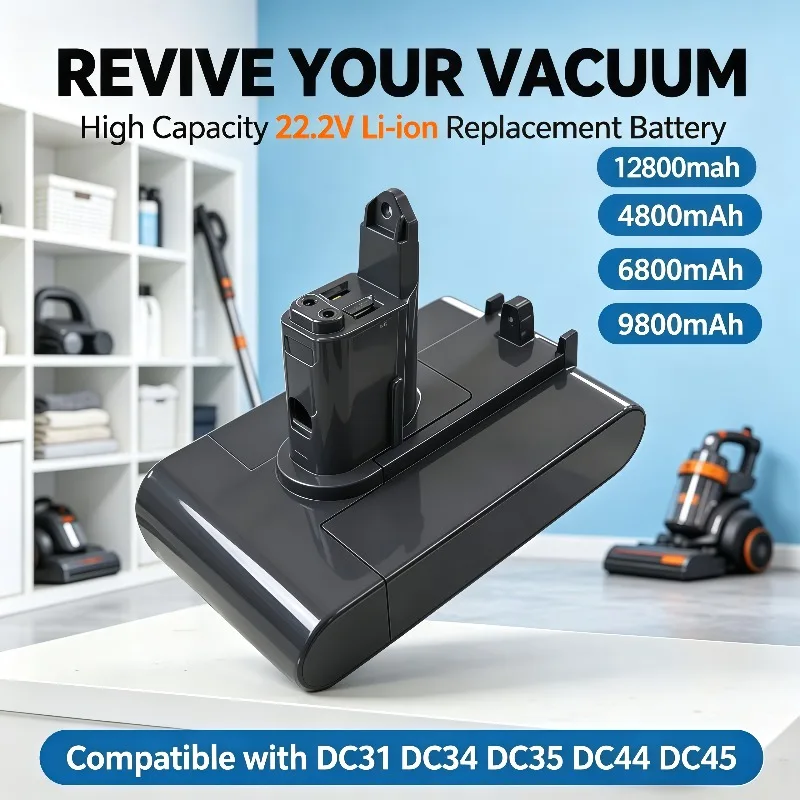 Replacement Lithium Ion Battery 22.2V 48000mAh‑12800mAh Fit Vacuum Cleaner DC35 DC45 DC31 DC34 DC44 Screw Fastener Model